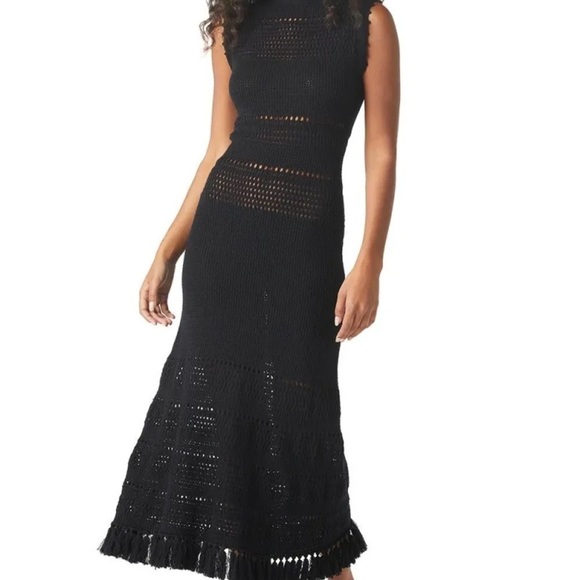 NEW Calypso St Baths by Christiane Celle Black 100% Merino Wool Crochet Sheer Sm - Picture 7 of 12